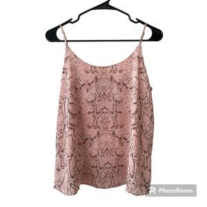 Rachel Zoe Pink Snakeskin Print Adjustable Straps Flowy Ruffle Camisole Tank Top